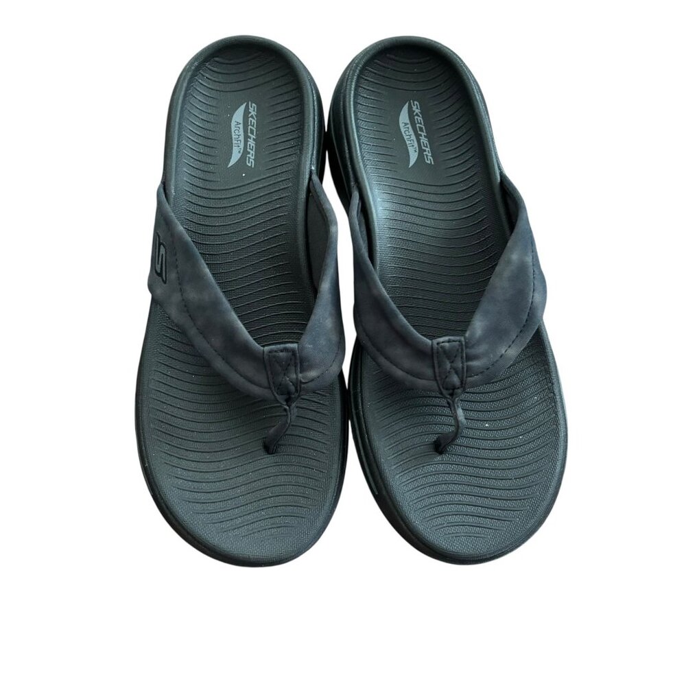 Skechers Arch Fit Astound Sandals Womens Size 9 Black Go Walk Comfort Vegan